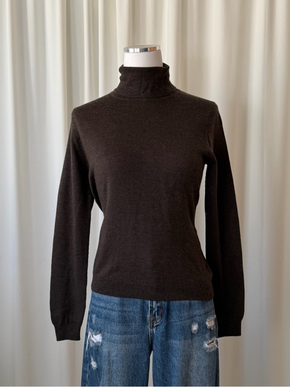 Vintage 1990 Brooks Brothers Silk Cashmere Wool Blend turtleneck sweater Medium - Picture 2 of 13